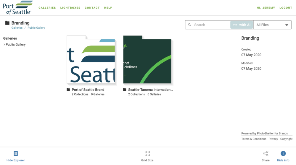 Port of Seattle’s Brand Guidelines in their PhotoShelter Portal.